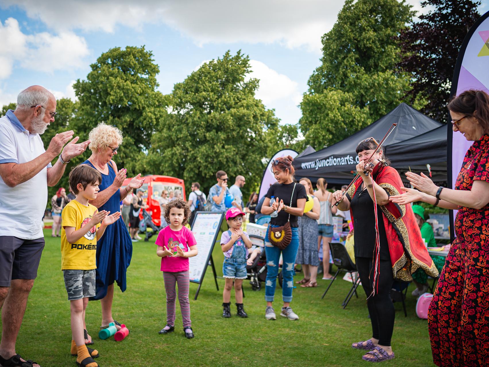 Pyn and Anna performing and sharing at Chesterfield Children's Festival